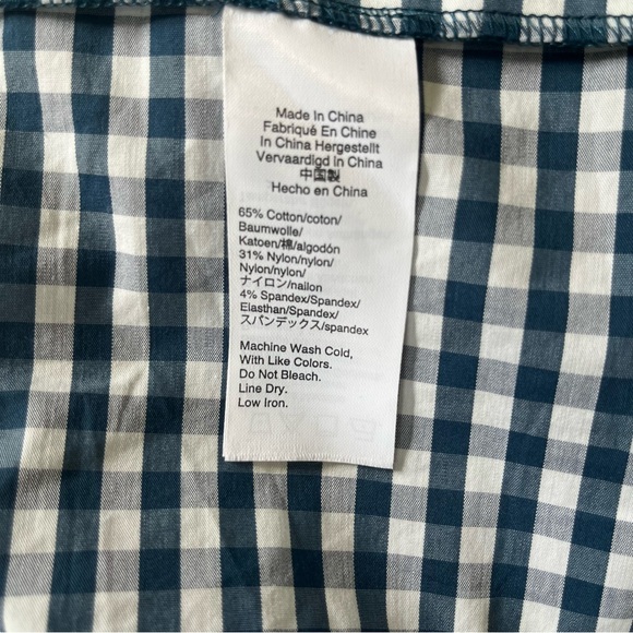 Universal Standard J. Crew Blue White Gingham Check Drop Waist Dress Size Medium - Picture 9 of 10